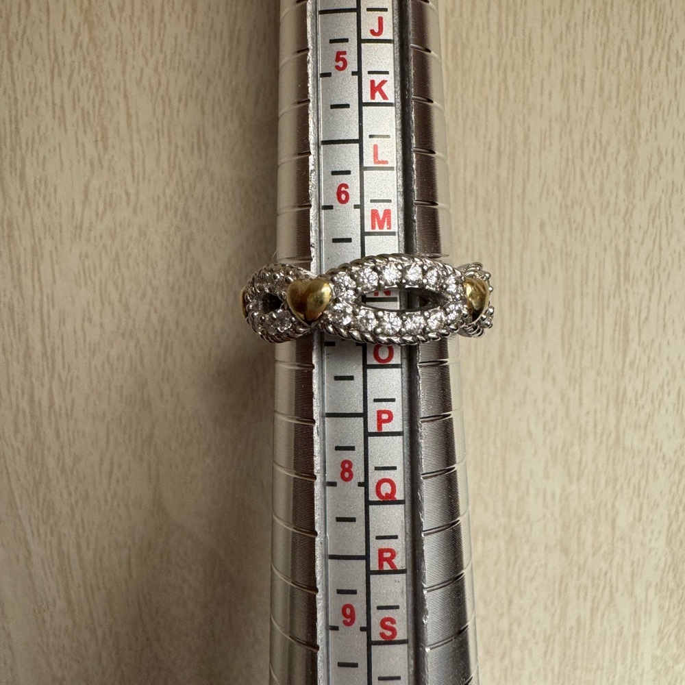 Judith Ripka Silver Ring with Gold Heart Accents - Picture 9 of 13